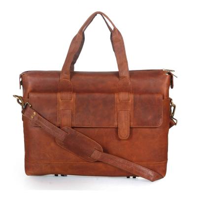 Buffalo leather Laptop Bag Messenger Bag for Office Executive Office Bag   Brown