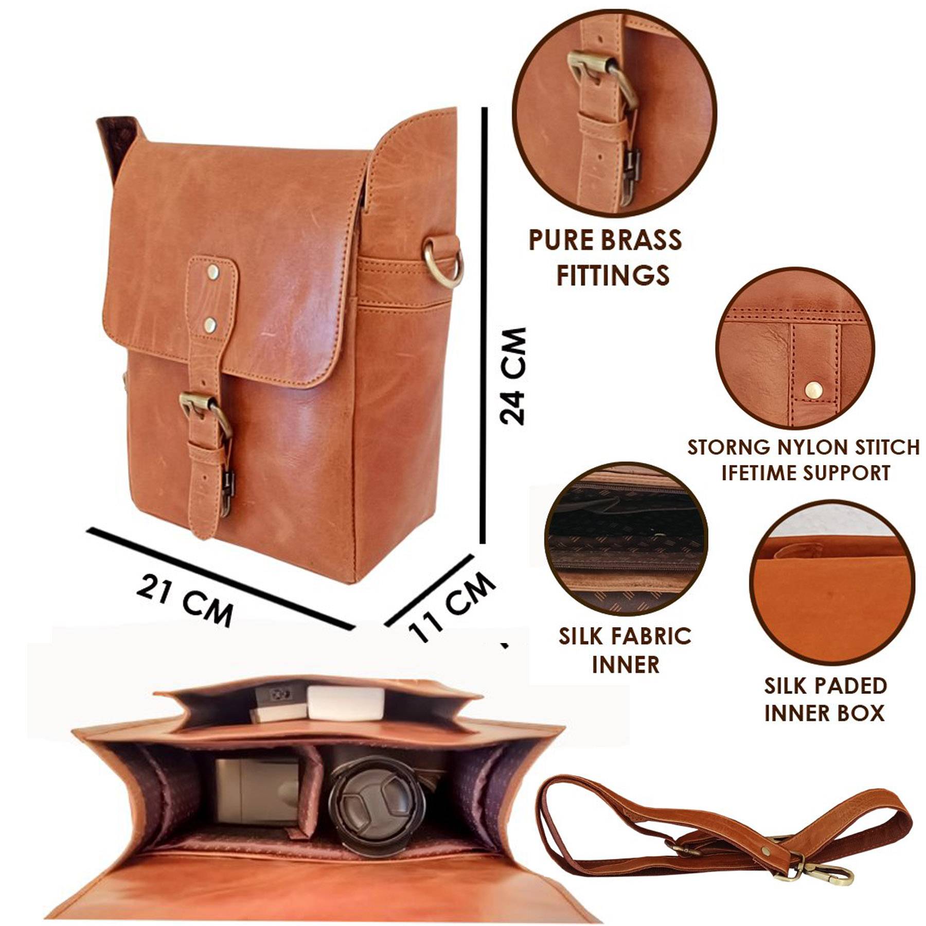 Buy Brown Side Bag 13 Inch Online at Best Prices