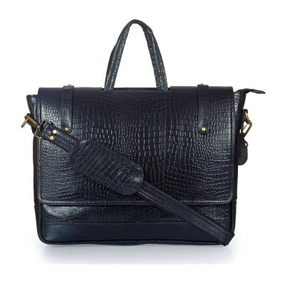 Buffalo leather Laptop Bag Messenger Bag for Office Executive Office Bag   Black