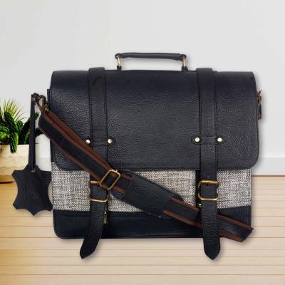 Buffalo leather Laptop Bag  for Office Executive Bag Messenger Bag Black